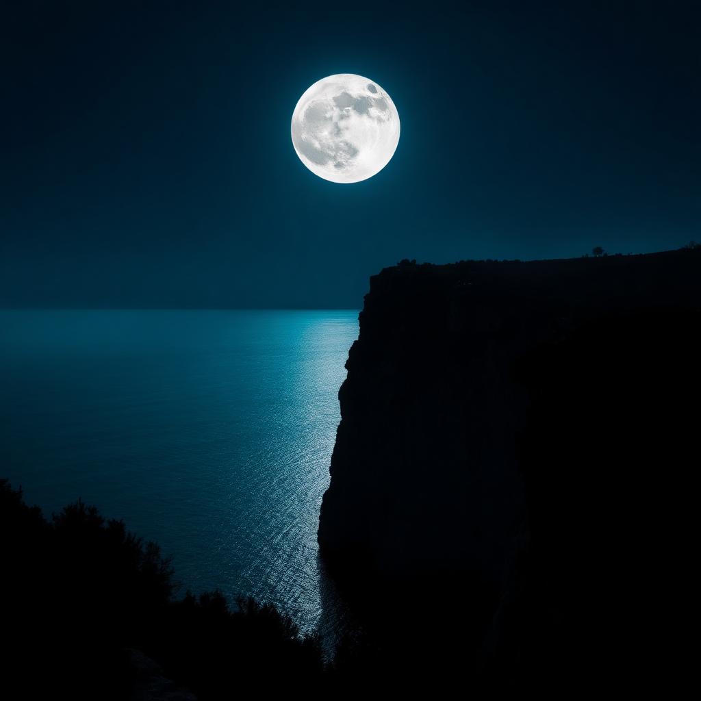 Luna piena sulle scogliere di Monte Saraceno